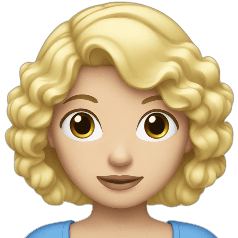 Blond woman blue eyes holding à heart emoji