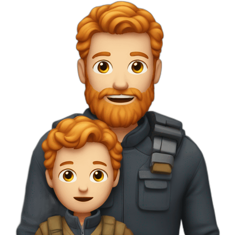 a ginger old women with his son a beard ginger emoji