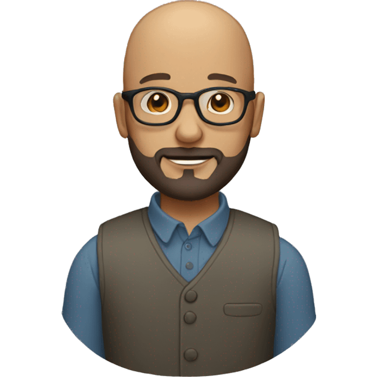 bald man with beard with glasses emoji