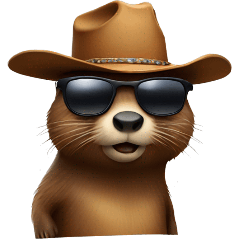 Beaver with sunglasses and cowboy head emoji