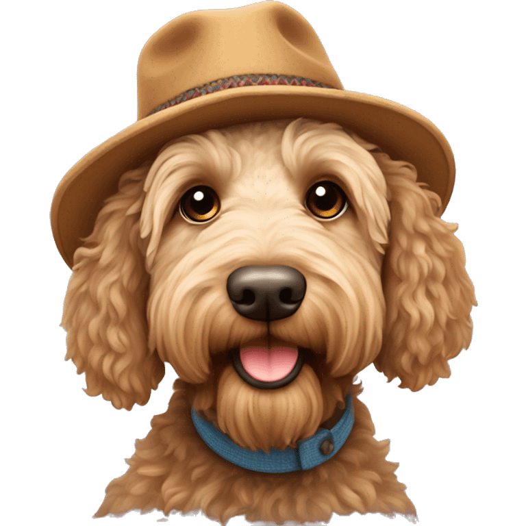 australian labradoodle with woolen hat emoji