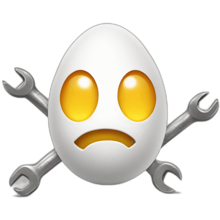 Happy Maintenance egg with eyes and spanner emoji