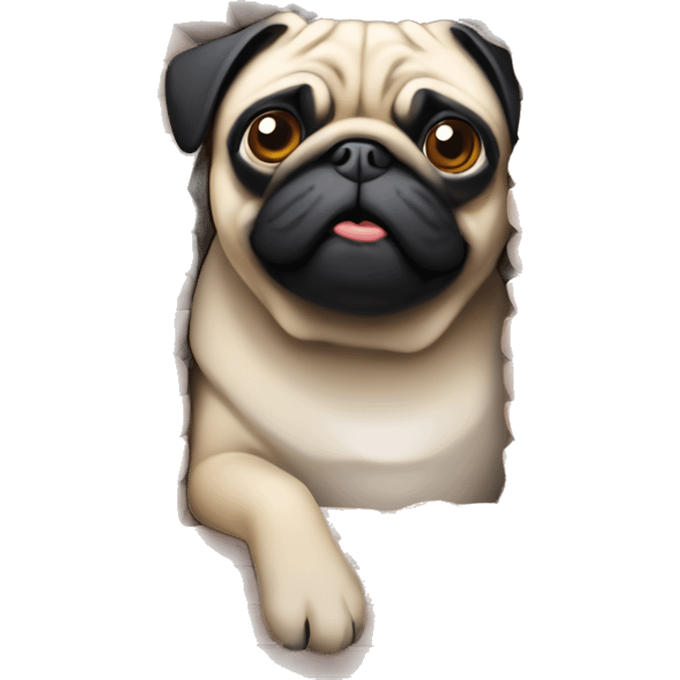 pug lurk behind the wall emoji