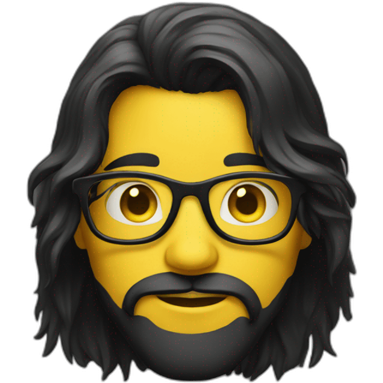 nerd emoji with black long hair only  yellow face and no body emoji