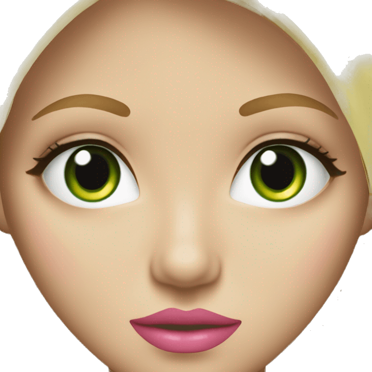 Beautiful blond girl with green eyes and pink lips  emoji