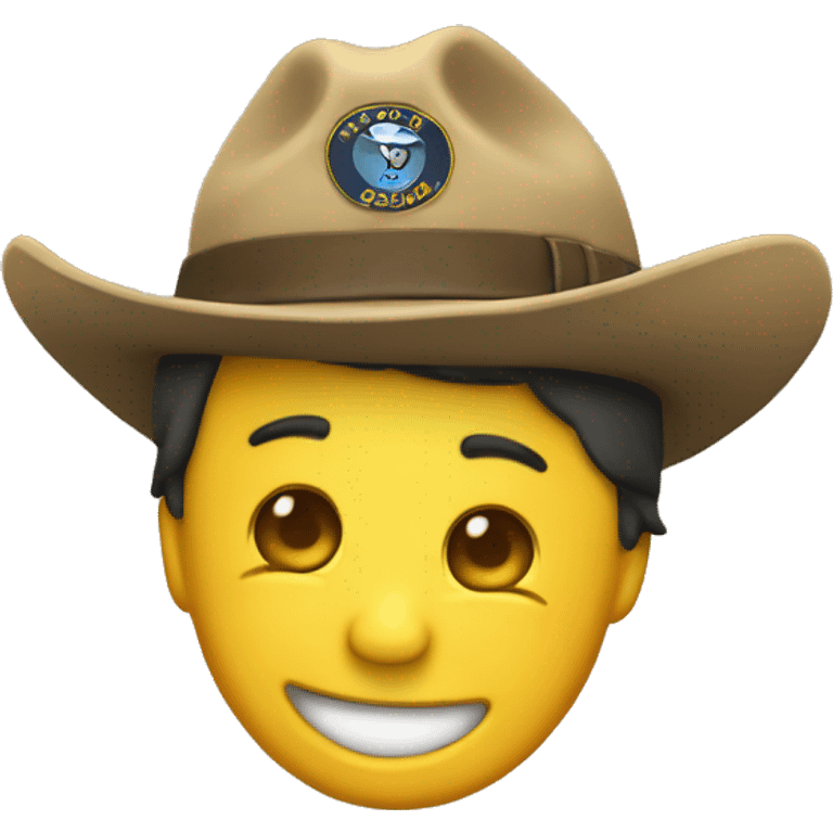 Yellow scout  emoji laughing out loud wearing a scout hat emoji