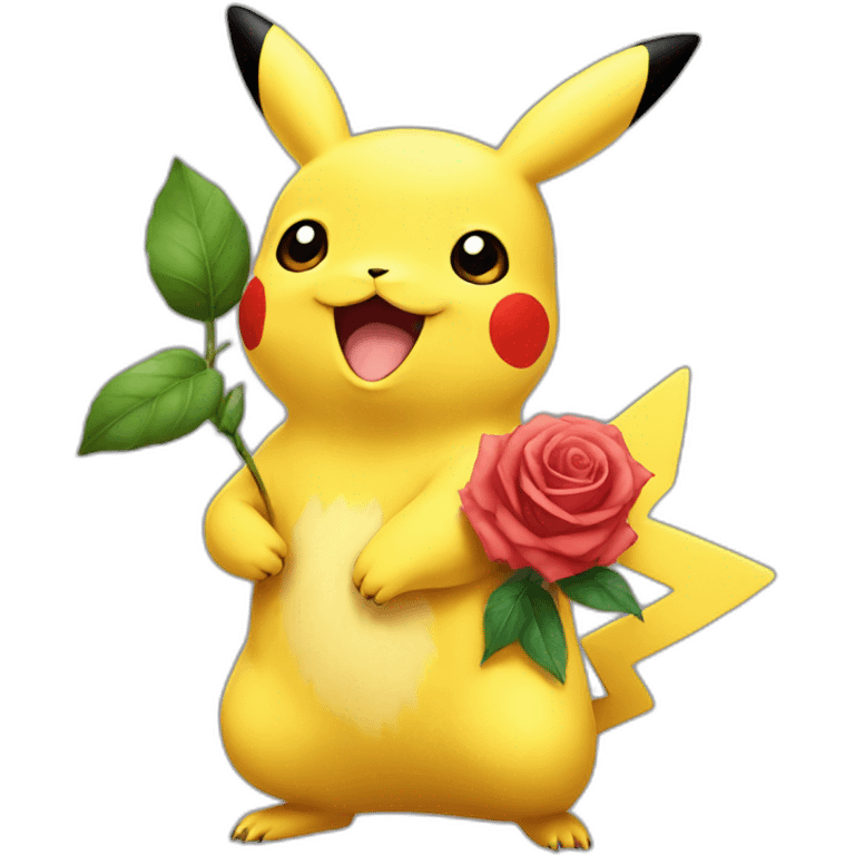 pikachu with a rose emoji