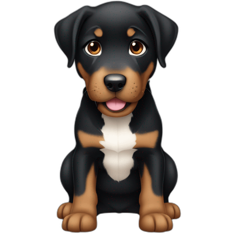 emoji of a black and brown beauceron puppy with white chest and chin making a hungry gesture emoji