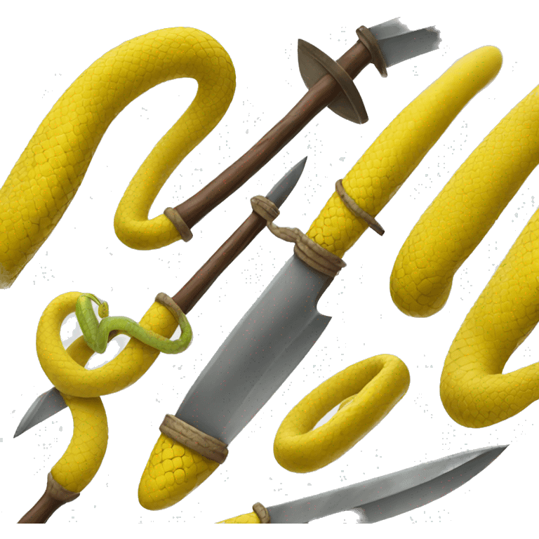 Spears with knife and a yellow snake emoji