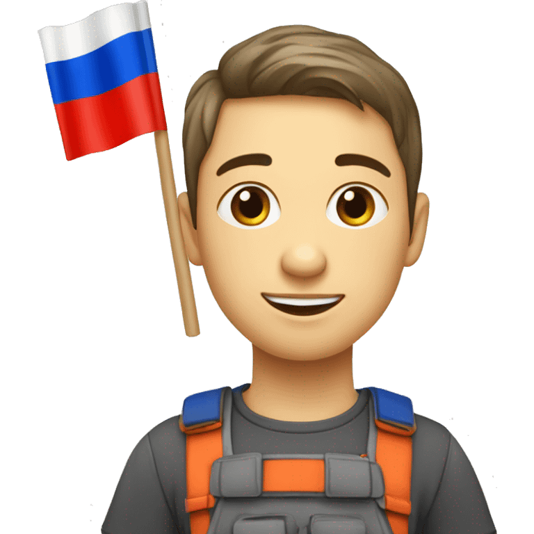 Jeune qui mange avec un drapeau russe emoji