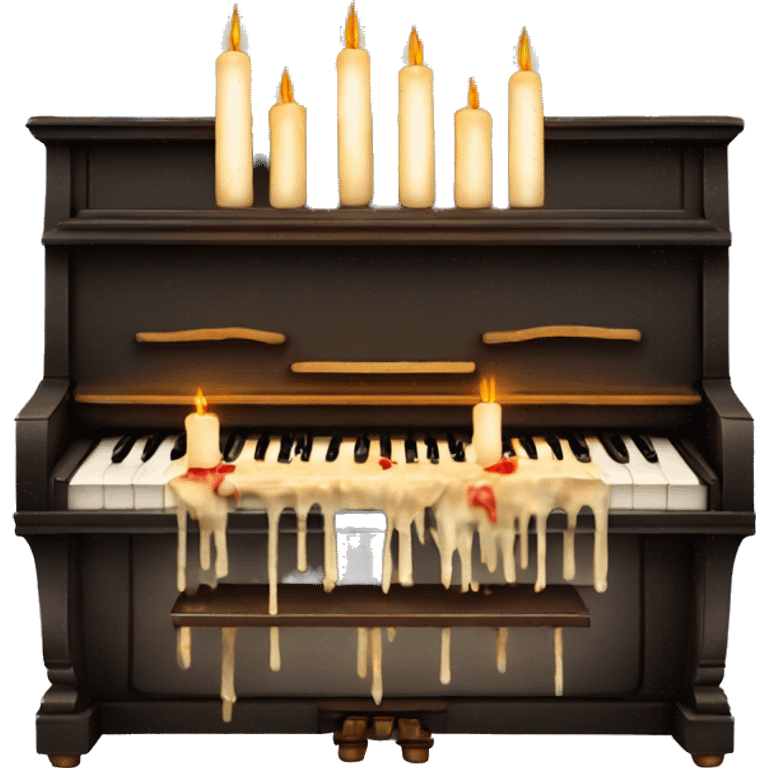 vintage piano with melted candles on top emoji