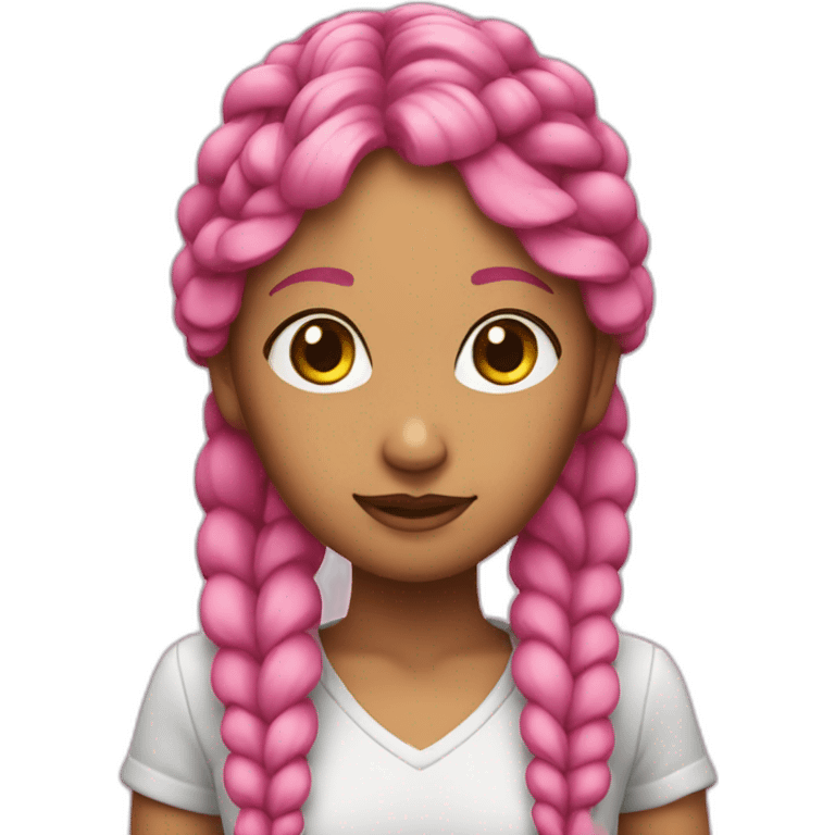 Pink-haired lady with double braids emoji