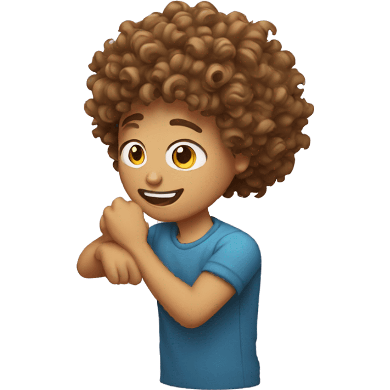 Curly hair dabbing emoji