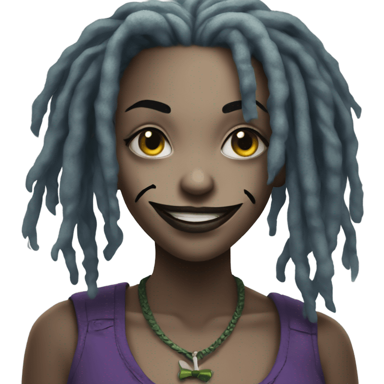 Joker dc girl, black dreadlocks emoji