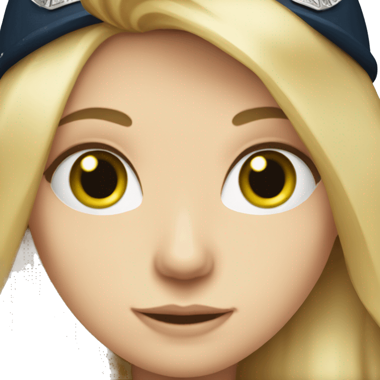 Pale girl with long blonde hair and green eyes in police uniform  emoji