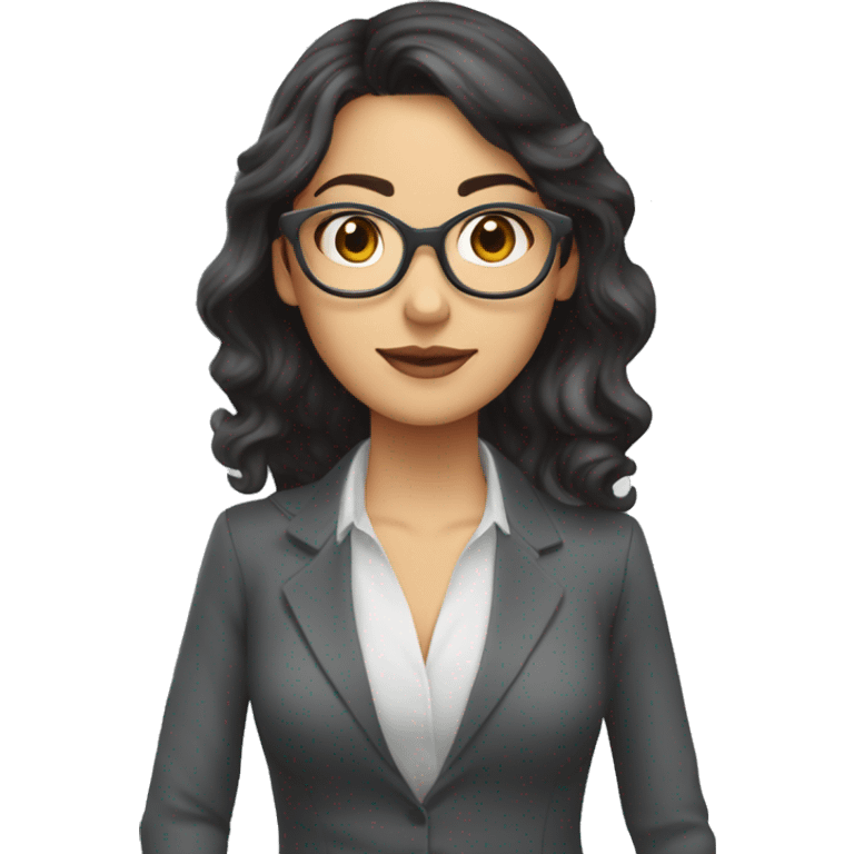 Profesora morena sin gafas con pizarra detrás emoji