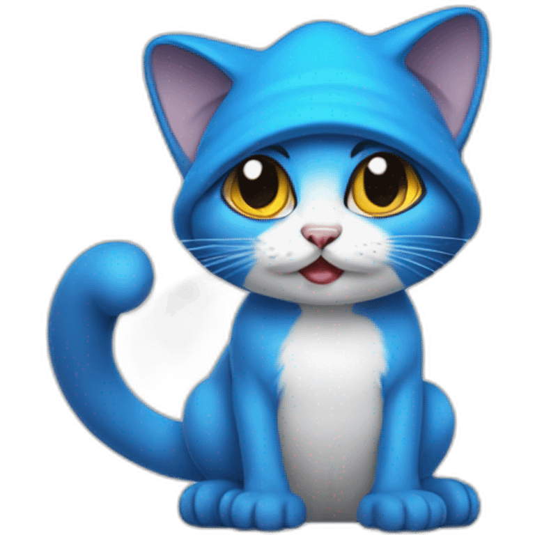 Smurf cat blue mushroom emoji