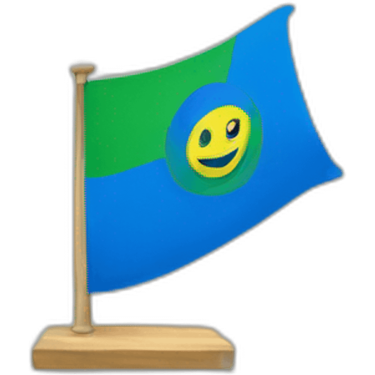 Drapeau avec du bleu en haut du vert en bas et une roue au millieu emoji