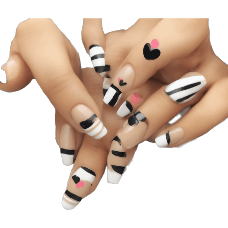 The nail emoji but with black and white striped nails 💅 emoji