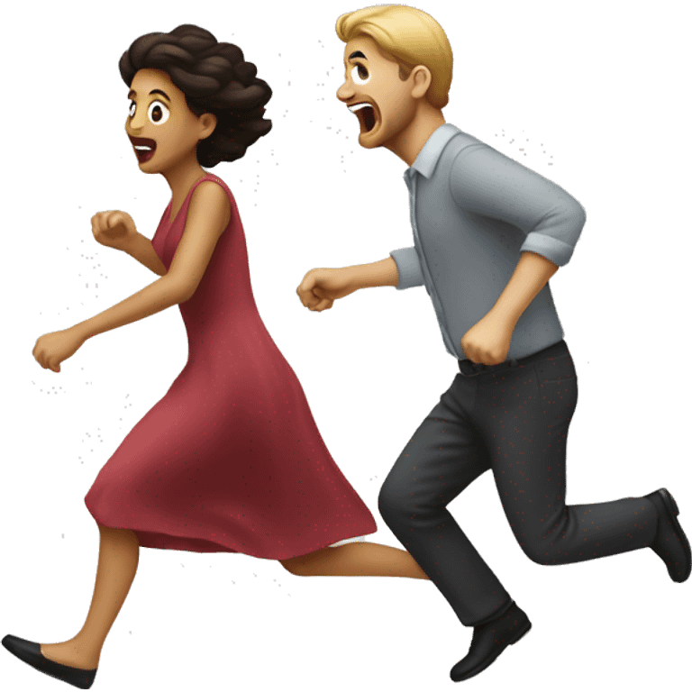 Woman chasing man emoji