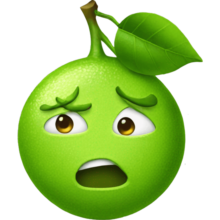 Cartoon lime making a sour face emoji