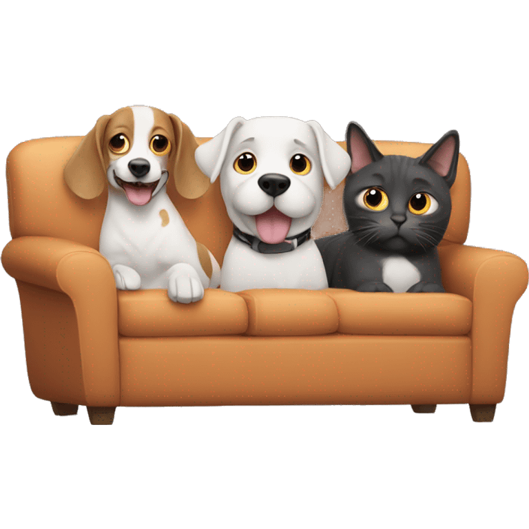 2 dogs and 1 cat watching TV emoji