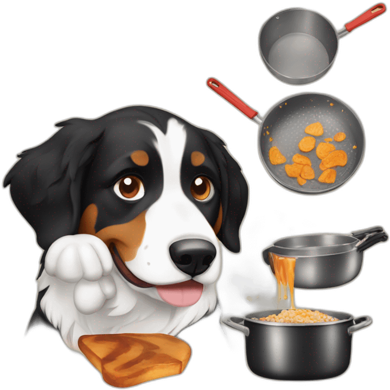 Bernese mountain dog cooking emoji