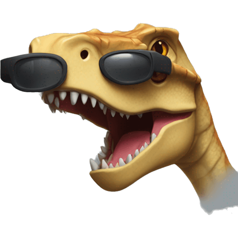 jurassic park raptor smiling with pixel sunglasses emoji