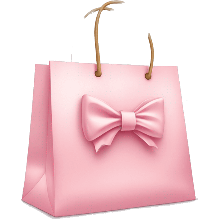 Elegant light pink shopping bag with bow emoji