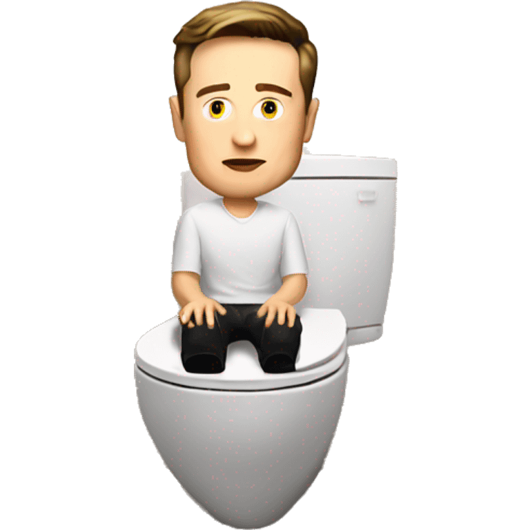 Elon musk sitting on a toilet with sunset emoji