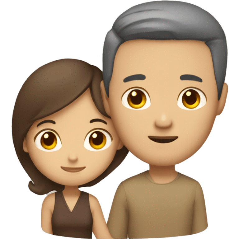 Asian white  Man brown hair hugging brown tan lady emoji