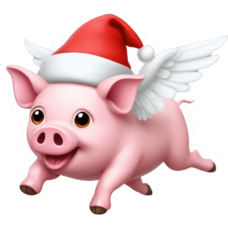 Flying Pig with wings and Santa Hat emoji