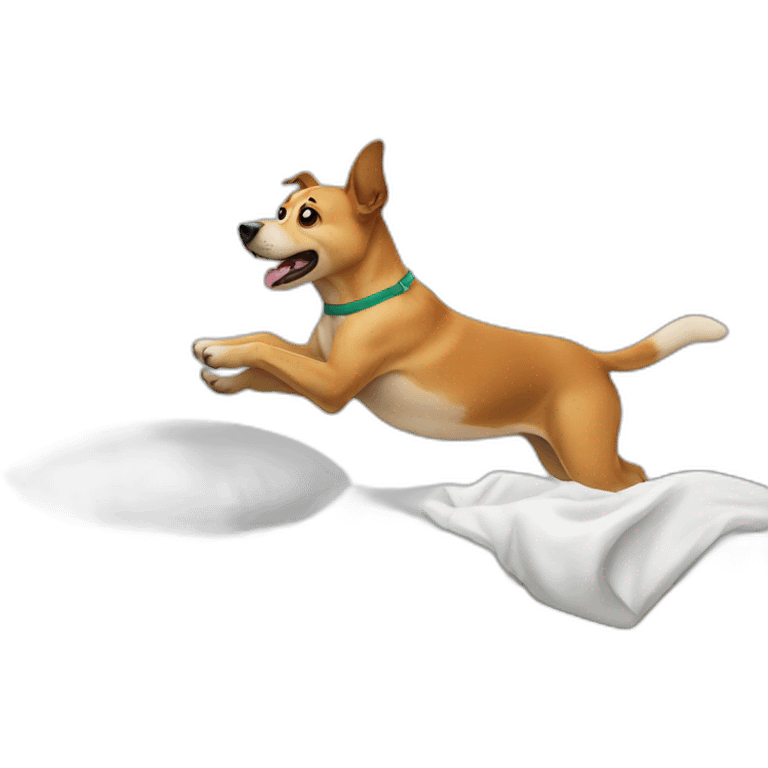 dog jumping on bed emoji