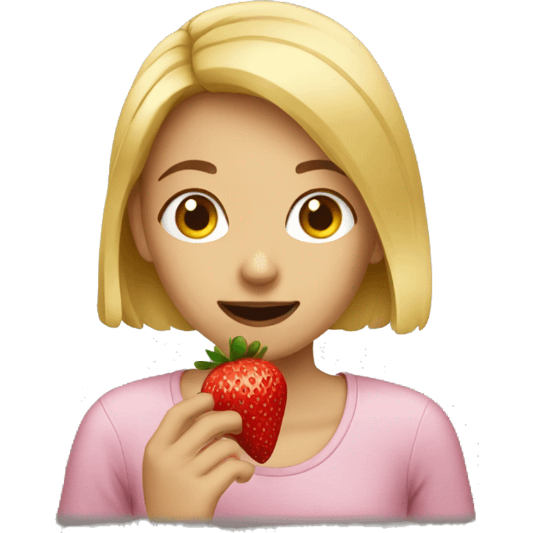 A girl eating strawberries  emoji