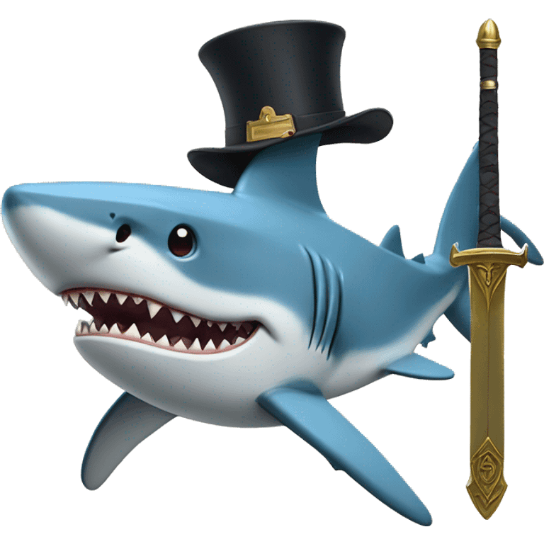 shark with a tophat and a sword emoji