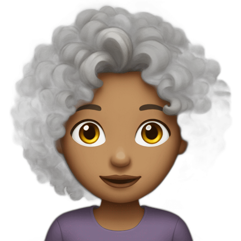 brown curly girl with grey hair tint emoji