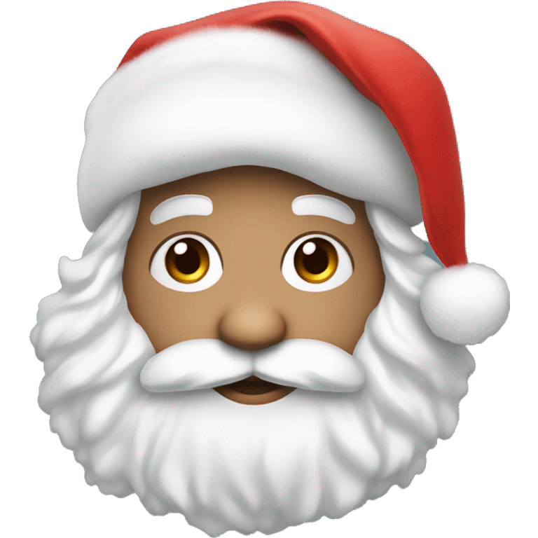 “An adorable Santa with a red suit, fluffy white beard, rosy cheeks, big eyes, and a red hat with a white pom-pom réaliste  emoji