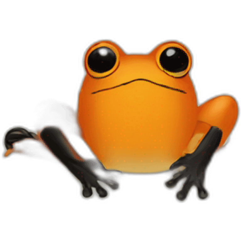 An orange and black colored samurai frog emoji