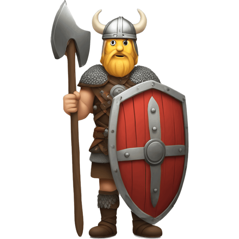 full-length Norwegian Viking with shield emoji