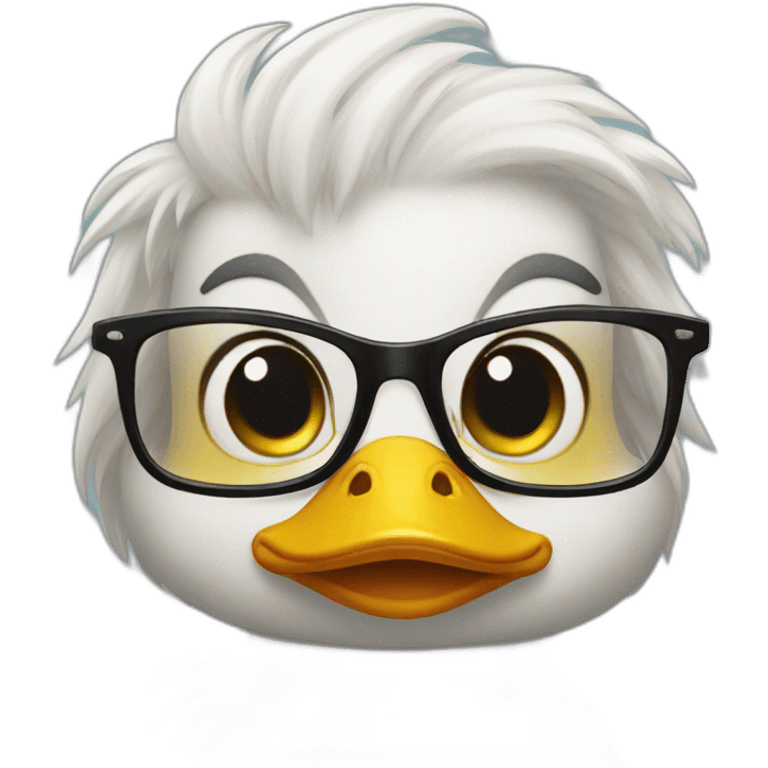 female duck wearing glasses with dark hair emoji