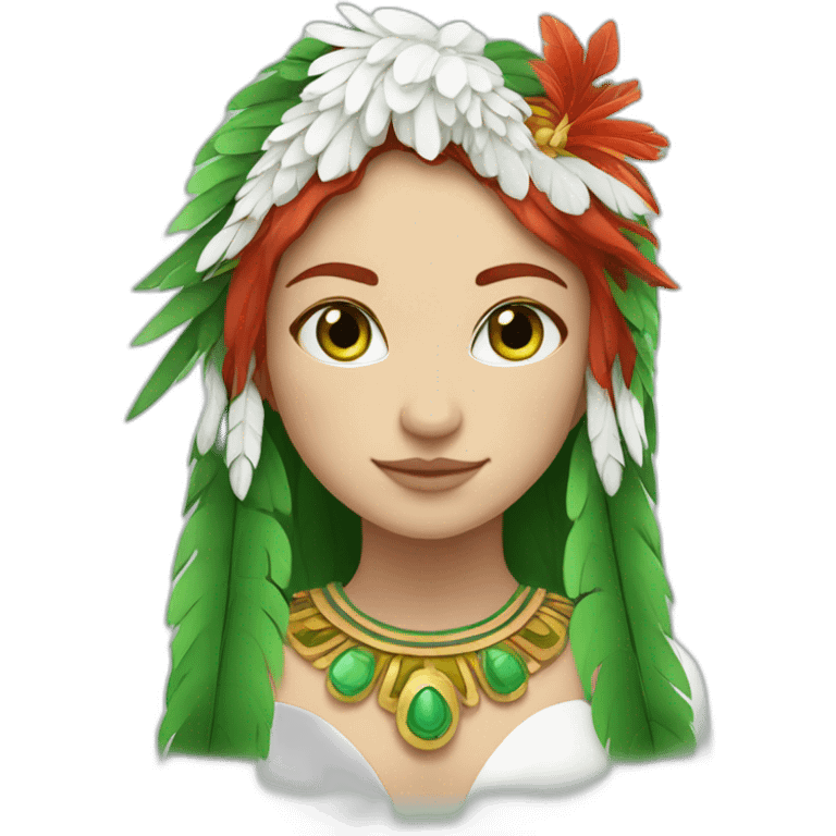 quetzalcuoatl red head green eyes white skin girl emoji