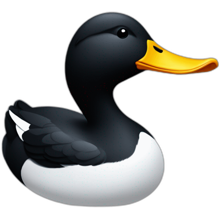 Black Duck, White line around neck, Daffy Duck emoji