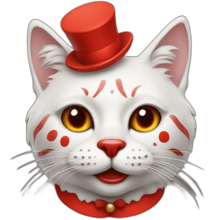 Clown cat with red nose and white makeup emoji