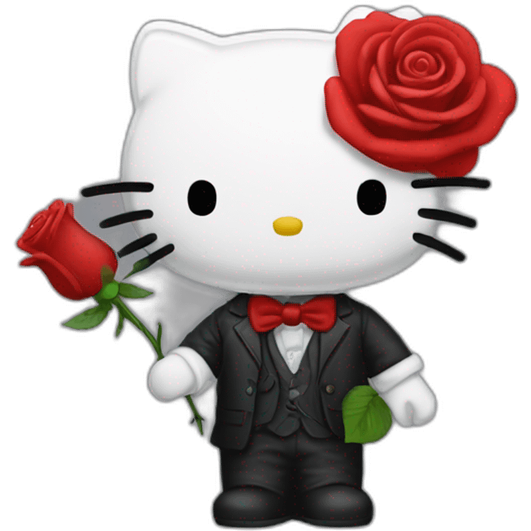 Hello kitty Dwight a red rose emoji