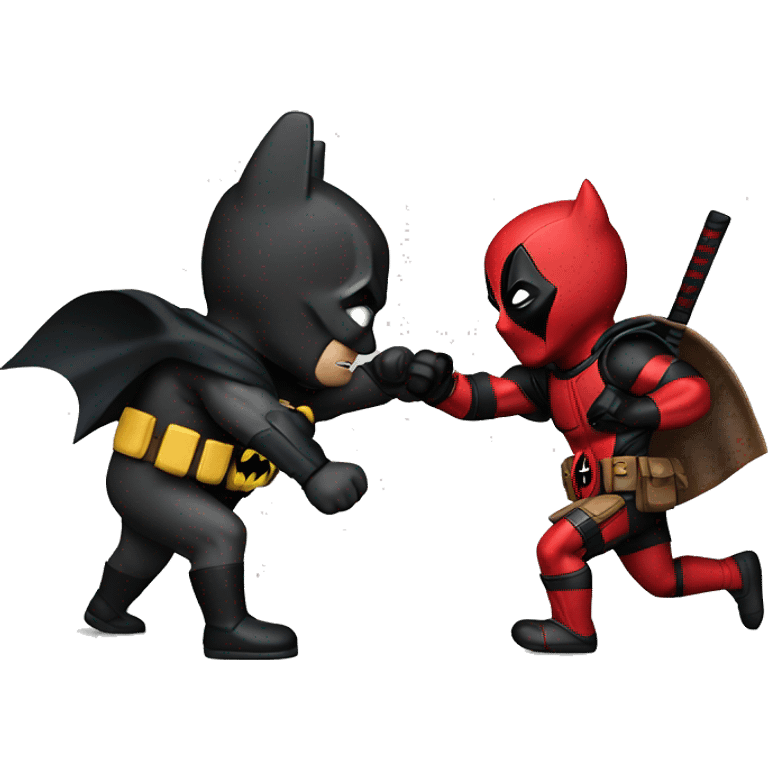 Deadpool and batman fighting emoji