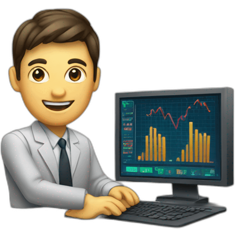 trader person computer with chart on screen emoji