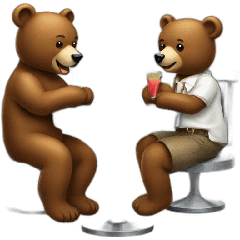 two bears drinking a cocktail metal table emoji