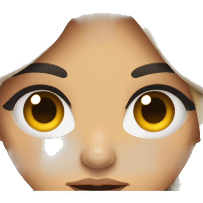 girl with long eyelashes, long black hair with curtain bangs, and light brown eyes, rolling their eyes with a disgusted look on their face emoji