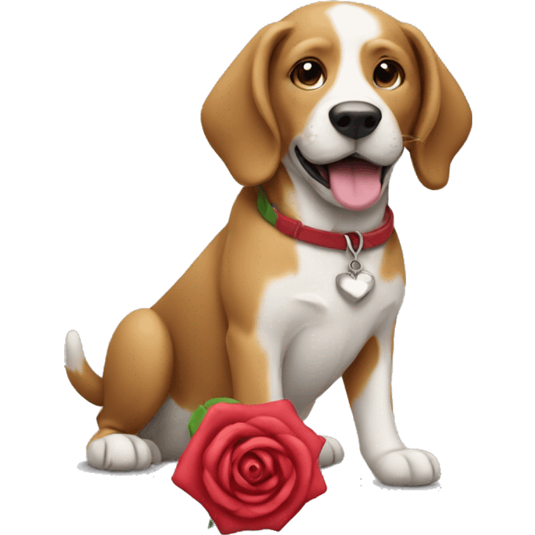 Dog holding a rose toy emoji