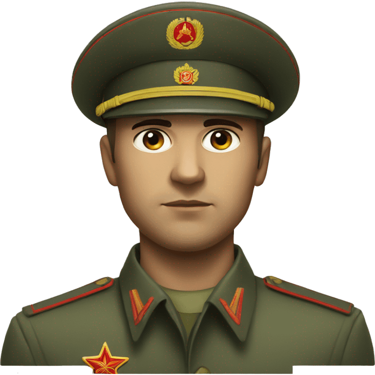 realistic ussr soldier serious with military takes emoji